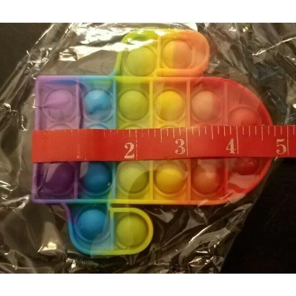 Fidget Toy Cactus Plant Push Pop Bubble Rainbow Silicone Sensory